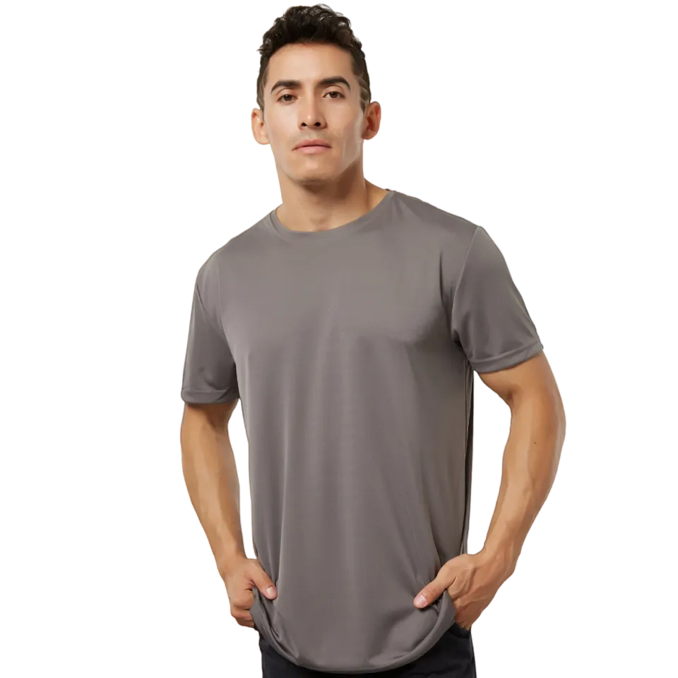 Active Dry Polyester T-Shirts Grey Plain Shirts Dri Fit Sportswear