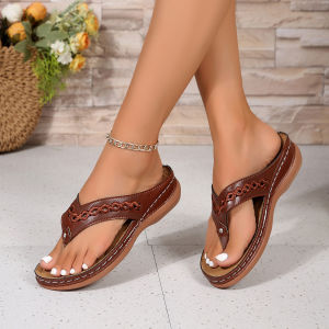 Free Shipping New Style Casual WomenS Sandals With A Wedge Heel Featuring Retro Stitching Non-Slip Soles Lightweight Design Soft Cushioning And Versatile Style