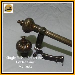Tiang Gorden 4 meter Minimalis Breket Besi Single FullSet Batang Ulir dan Garis Tirai Pintu Jendela Mahkota