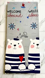 Sarung Kasur Busa Motif Sailor Bear - Ukuran Queen / Gading - Anti Bakteri & Peluruh Air