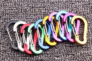 Ngẫu nhiên 10pcs Multicolor Carabiner Keychain Hợp kim nhôm d-mùa Xuân Móc Khóa Nhẫn Móc leo núi có khóa kẹp móc cắm trại ngoài trời công cụ