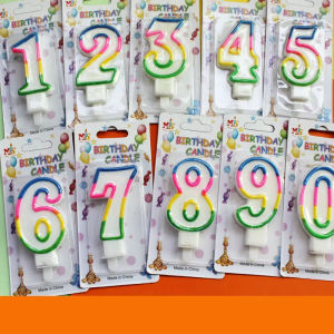 SHUAIAN Lilin Angka Glitter Rainbow 0-9 Lilin Ulang Tahun Gliter Dekorasi