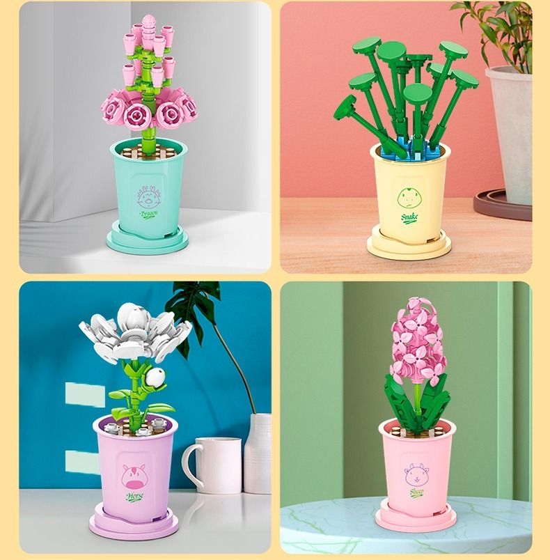 Lazahome fleurs en pot à construire kit de blocs assemblage_voghion.com