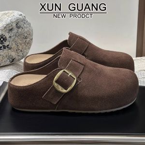 Free Shipping Thick-Soled Height-Increasing WomenS New Style Slip-On Mules With A Closed Toe Design Suitable For Wearing Outdoors
