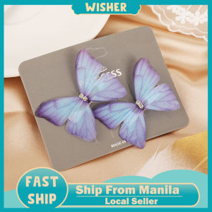 2Pcs Exquisite butterfly hair clips with diamond duckbill clip jewelry fairy sweet girl hair accessories