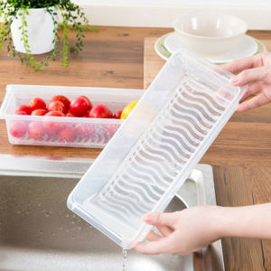 กล่องพลาสติก กล่องเก็บของสด กล่องเก็บของในตู้เย็น มีแผ่นตะแกรงพลาสติก Fresh-keeping box
