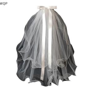 [WQP Fashion Store] Hot Sale Jewerry Bridal Woman Luminous Tulle Long Bachelorette Party Wedding Veil Ribbon Edge With Bowknot For Wedding Party