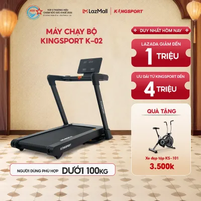 CHỈ GIAO MIỀN BẮC | Máy chạy bộ KINGSPORT Vision Plus K-02 nâng dốc tự động 32% tốc độ tối đa 188km/h khung sườn chắc chắn