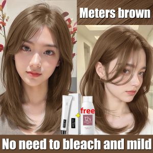 STYLEFIT Milk Tea Ash Hair Color/Milk Tea Color original hair dye Ash Brown Permanent Gair Dye Fashionable ColorNatural Hair Dye Natural Hair Dye Set(100ml Hair Dye+100ml Oxidant)