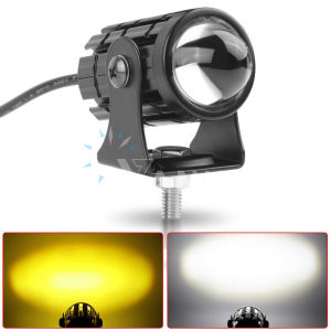 Vanka 2Pcs Motorcycle Driving Light Pair 60w Super Bright Mini 2 Color Dual Fisheye Lens Fog Spot Headlamp