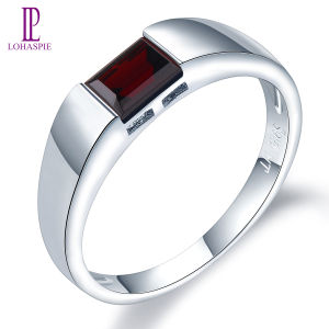 Natural Garnet Band Ring for Women Men 925 Sterling Silver