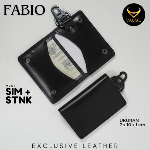 VALQO FABIO Dompet STNK dan SIM Gantungan kunci kulit sapi untuk Mobil Motor STNK SIM Kartu Tol