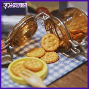 QUANSEN บ้านตุ๊กตา2ชิ้น เซ็ตโถเก็บของขนาดเล็กใสถังปิดผนึกโมเดลถังขวดเล็กๆขวดที่ต้องการของเล่นตกแต่งห้องครัวบ้าน
