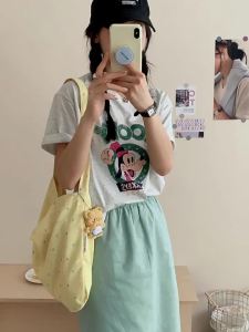 Gentle-style polka-dot shoulder bag large capacity tote bag casual and fresh with a relaxed vibe perfect for female college students