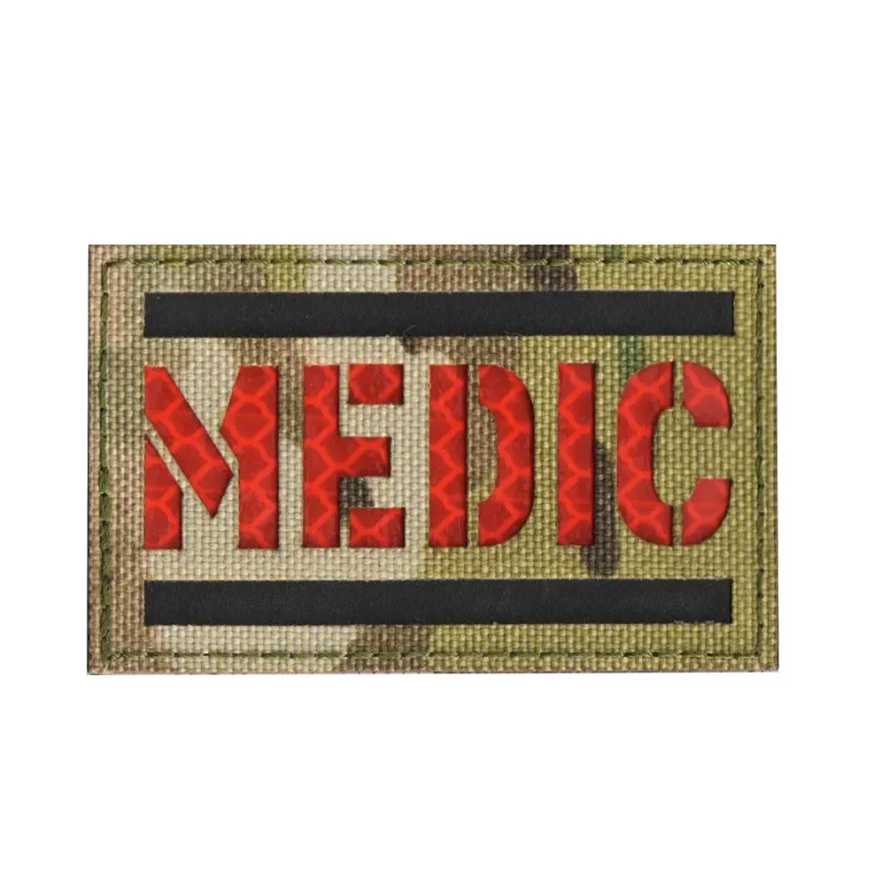 Infrared Medic First Aid Tactical Patch - Ranger Green Hook Fastener For EMT EMS