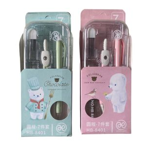 Bộ 7 món compa eke bút chì kim HB-8401 chocolate