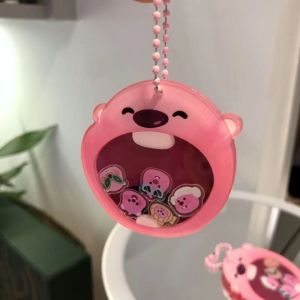 DUOJI เพลงเขย่าเขย่า จี้พวงกุญแจวงแหวน ของเล่นโยกได้ Loopy พวงกุญแจอะคริลิคบีเวอร์ จี้อะคริลิคบีเวอร์ การ์ตูนลายการ์ตูน พวงกุญแจบีเวอร์น้อย จี้ห้อยกระเป๋า