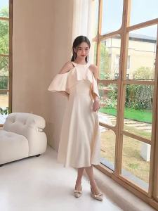 Champagne Formal Dress for Civil Wedding Graduation Baptismal Dedication and Christening on Sale♢X1121