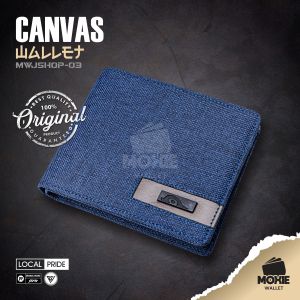 Dompet Pria Lipat Cowok Remaja Keren Slim Canvas Wallet MWJSHOP03 Bahan Kanvas Motif Blue Banyak Slot
