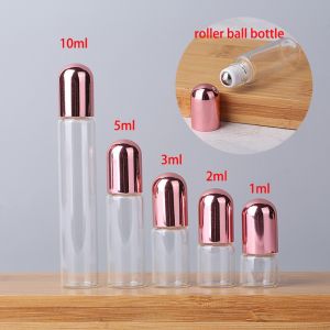 1/2/3/5/10ML Glass Roll On Bottle Empty Vials with Steel Metal Roller Ball for Travel Essential Oils Perfume