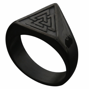 MUQZI Cổ điển Nhẫn Viking Bắc Âu Thép Titan Trang sức đeo ngón tay Nhẫn khắc dấu hình tam giác Thẩm mỹ cổ xưa Tối giản Nhẫn bùa hộ mệnh Rune Protector Nam Giới Nữ Giới