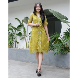 Promo!!! Dress Brukat Vania Modern Kekinian Dress Natal Dan Tahun Baru Trendy 2025