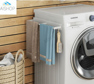 Punch Free Two Way Kitchen Washing Machine Side Rack for hangers [SG Seller]