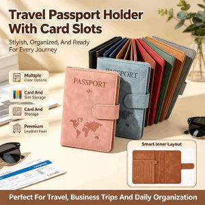 RFID Passport Holder Anti-Magnetic Travel Wallet Multi-Function PU Leather Case with Color Changing Map Design