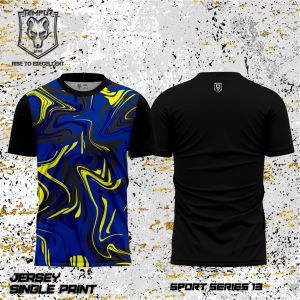 Kaos Jersey Sport Running Tempur Series 26 Warna Solid Hitam/Biru