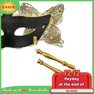 BAREN Halloween Party Mask With Holding Stick Evening Prom Masquerade Mask Stage Cosplay Props Venetian Half Face Masks For Women