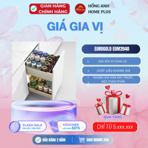 Giá gia vị chai lọ nhôm anode Eurogold EUM2040 lắp âm tủ bếp dưới giúp sắp xếp gọn gàng lọ gia vị