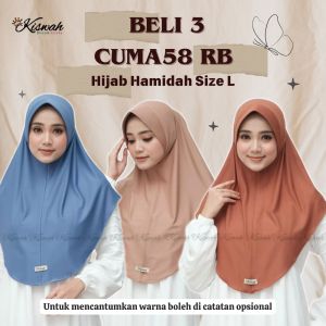 Kiswah - Paket Hemat Hijab Hamidah Size L (3 PCS) - Kerudung Muslim Bergo Nyaman Casual Instan