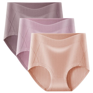 Sentexin 3PCS Women Cotton Panties Plus Size Underwear Mid-high Waist Briefs Breathable Female Lingerie M-3XL