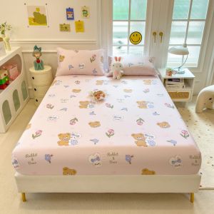 Dansunreve 100% cotton bedsheet dễ thương chó thỏ mềm fittedsheet bedsheet Nữ Hoàng vua