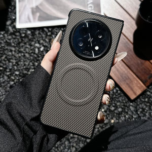 เคสเคสโทรศัพท์ด้านหลังแข็งหนังทำจากคาร์บอนไฟเบอร์สำหรับ OPPO Find N5 ออปโป้ไฟนด์