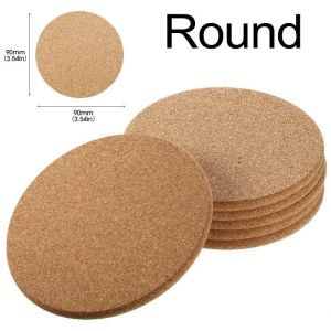 10Pcs Cup Mat Natural Round Square Wooden Pad Durable Non-Slip Cork Coaster Tea Coffee Mug Drinks Holder