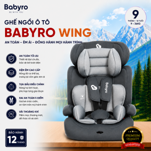 Ghế Ngồi Ô Tô Cho Trẻ Em 3-12 Tuổi BABYRO WING - Tiêu Chuẩn R44 Isofix - Đai An Toàn 5 Điểm - Lắp Đặt 2in1 Tiện Lợi