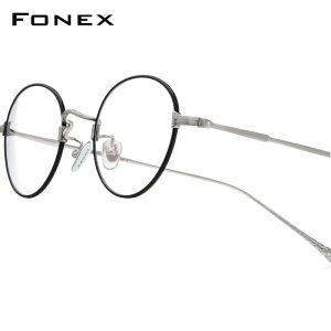 FONEX Gọng kính Titan phụ nữ thiết kế thương hiệu cổ điển kính tròn nam Full-rim Nhật Bản chất lượng cao siêu nhẹ tùy chỉnh kính mắt cho mắt 85690