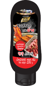 ซอสราดแล้วย่าง 800 กรัม ตราเพียวฟู้ดส์ ราดเนื้อสัตว์ ก่อนเอาไปปิ้งย่าง สไตล์ ย่างเกาหลี