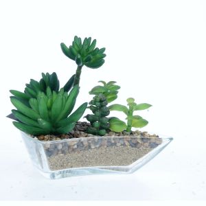 สวนถาด กระถางแคคตัสปลอม ต้นไม้ปลอมมินิมอล แคคตัสตกแต่งโต๊ะ