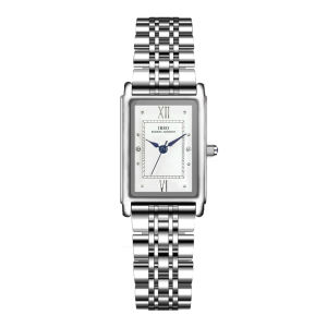 Luxury Brand Women Watch Rectangular Small Silver Steel Elegant Quartz Handwatch Female Waterproof Vintage Lady Wristwatch Black