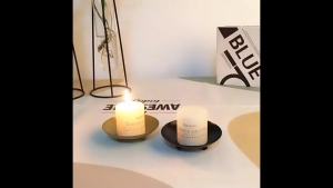 Iron Plate Candle Holder Black Candle Plate Set of 2Decorative Candle Stand for Wax Candles,Incense Cones Spa Christmas & Birthdays (Black)