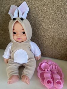 ตุ๊กตาเบบี้ ของเล่นเด็ก ตุ๊กตาเด็กน้อย ในชุดหูกระต่ายน่ารัก มีเสียงร้อง มีหลายสีให้เลือก ตุ๊กตาของเล่น