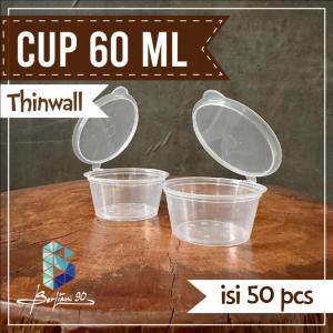 Thinwall Cup 60 ml Cup Plastik Transparan Food Grade untuk Puding Jeli & Minuman Isi 50 pcs