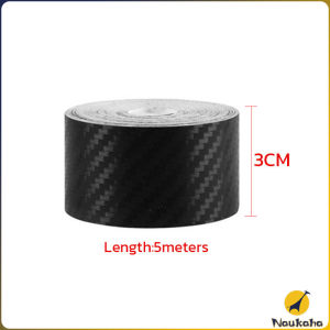 Naukaha【Ready in Stock】 3D Carbon Fiber Car Sticker Door Sill Guards Strip Anti-collision Decorative Tape 3/5 Meters