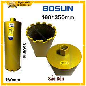 Mũi khoan rút lõi bê tông bosun phi 160 - 168 - 180 - 200 - 220 - 245 - 254 - 300 mm