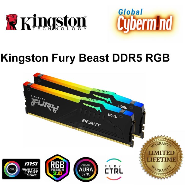 Kingston FURY Beast DDR5 RGB Memory 2x8GB 5600MHz / 2x16GB 6000MHz/ 2x