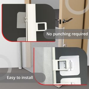 Anti-Cat Run Retractable Pet Gate - Durable Matte Finish Extended Design No Assembly Required for Cats and Dogs for Hallways Prevents Jumping Industrial Hardware Product for Home Use/All Pet Owners