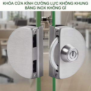 Khóa cửa kính cường lực dày 10-12mm làm bằng inox 201 (khóa 1 bên kèm 3 chìa)