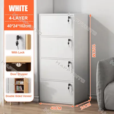 Modern 6Tier Wood Bookcase cabinet with Magnetic Door Panel and Dustproof Design